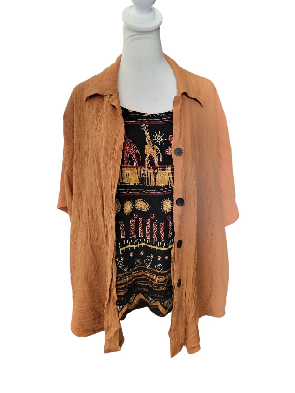 Dressbarn Plus Button-Front Layered Top Rust sz 18/20